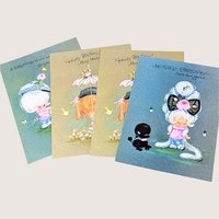 1960s Darcy Big Eye Girl and Dog Greeting Cards Set of 18