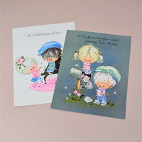 1960s Darcy Big Eye Girl and Dog Greeting Cards Set of 18