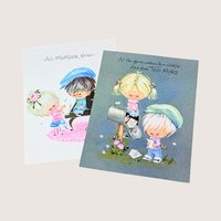 1960s Darcy Big Eye Girl and Dog Greeting Cards Set of 18