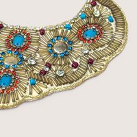 1980s Boho Beaded Egyptian Style Statement Bib Necklace