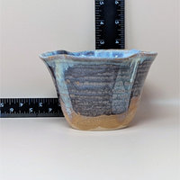 1980s Blue Studio Pottery Drip Glaze Initialed Bowl