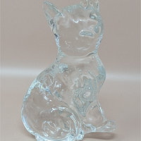 1970s Clear Glass Sitting Cat Figurine
