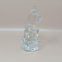 1970s Clear Glass Sitting Cat Figurine