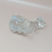 1970s Clear Glass Sitting Cat Figurine