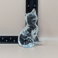 1970s Clear Glass Sitting Cat Figurine