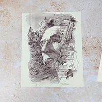 Vintage Rose Mary Goodson Mount Rushmore Sepia Art Print Set