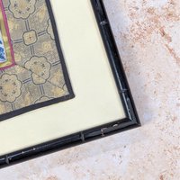 1900s Chinese Silk Embroidery Framed Sleeve Band Wall Hanging