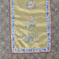 1900s Chinese Silk Embroidery Framed Sleeve Band Wall Hanging