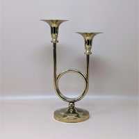 1980s Gold Horn Taper Candle Holder