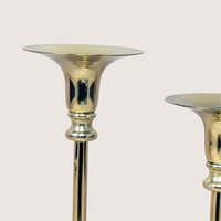 1980s Gold Tone Horn Taper Candle Holder