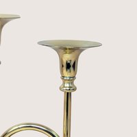 1980s Gold Tone Horn Taper Candle Holder