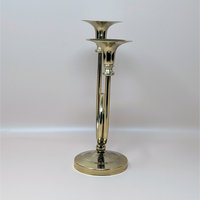 1980s Gold Horn Taper Candle Holder