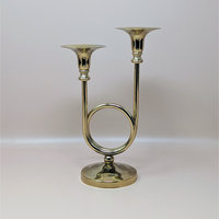 1980s Gold Horn Taper Candle Holder