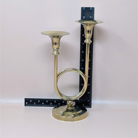 1980s Gold Horn Taper Candle Holder