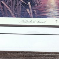 1980s Rhynard Klingbeil Mallards at Sunset Framed Signed Numbered Print