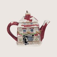 1997 Fitz and Floyd Dickens Ceramic Cottage Teapot