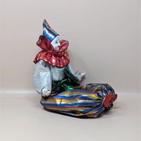 1980s Porcelain Head Posable Colorful Clown Doll