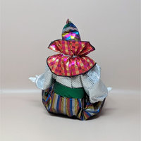 1980s Porcelain Head Posable Colorful Clown Doll