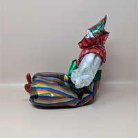 1980s Porcelain Head Posable Colorful Clown Doll