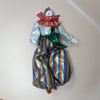 1980s Porcelain Head Posable Colorful Clown Doll