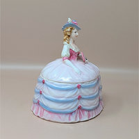 1950s Andrea Ceramic Victorian Lady Powder Box