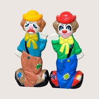 Vintage Ceramic Double Sided Laughing Crying Clown Bank Pair