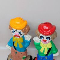 Vintage Ceramic Double Sided Laughing Crying Clown Bank Pair