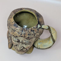 Vintage Handpainted Ceramic Davy Crockett Mug