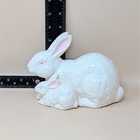 1960s Rosenthal Netter Ceramic Mother and Baby Bunny Figurine