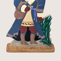 1990s Hand Painted Wooden Santa Claus Folk Art Standee Figure
