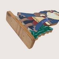 1990s Hand Painted Wooden Santa Claus Folk Art Standee Figure