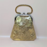 1960s Clear Vinyl Gold Tinsel Glitter Purse