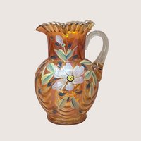 1970s Fenton Draped Marigold Carnival Glass Pitcher