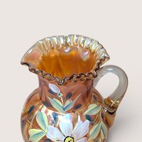 1970s Fenton Draped Marigold Carnival Glass Pitcher
