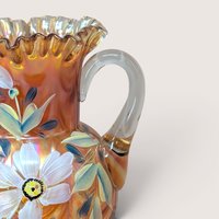 1970s Fenton Draped Marigold Carnival Glass Pitcher
