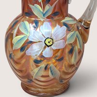 1970s Fenton Draped Marigold Carnival Glass Pitcher