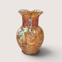 1970s Fenton Draped Marigold Carnival Glass Pitcher