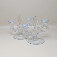 1940s Duncan Miller First Love Double Candlesticks Pair