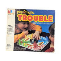 Vintage 1986 Pop O Matic Trouble Game, Milton Bradley Family Board Game, Classic Dice Popping Game