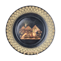 Vintage Egyptian Brass Decor Plate, Sphinx, Pyramids, Wall Hanging, Gift