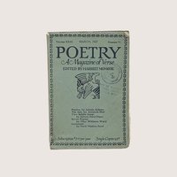 A vintage green paper cover of Poetry A Magazine of Verse from March 1927 featuring a Pegasus illustration