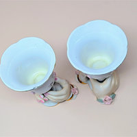Vintage Ceramic Hands Holding Cup Candle Holder Pair
