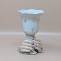 Vintage Ceramic Hands Holding Cup Candle Holder Pair
