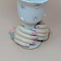 Vintage Ceramic Hands Holding Cup Candle Holder Pair
