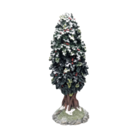 Vintage Dept 56 Village Holly Tree Figurine 7 Inch With Box, D56 Christmas Landscape Accessory, Winter Diorama Decor Gift