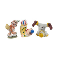 Vintage Clown Figurines, Set of 3 Tumbling Ceramic Clowns, 1980s Miniature Circus Figures, Collectible Shelf Decor
