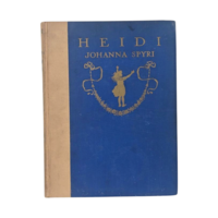 Antique 1919 Heidi Book by Johanna Spyri, Lippincott Edition with Maria L Kirk Illustrations, Vintage Blue Hardcover Childrens Classic