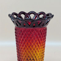 Vintage Imperial Glass Amberina Lace Edge 5 inch Vase