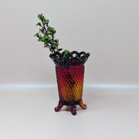 Vintage Imperial Glass Amberina Lace Edge 5 inch Vase
