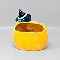 Vintage Halloween Witch Riding Pumpkin Planter